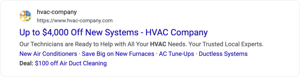 share discounts or other offers in the meta title of your Google ads