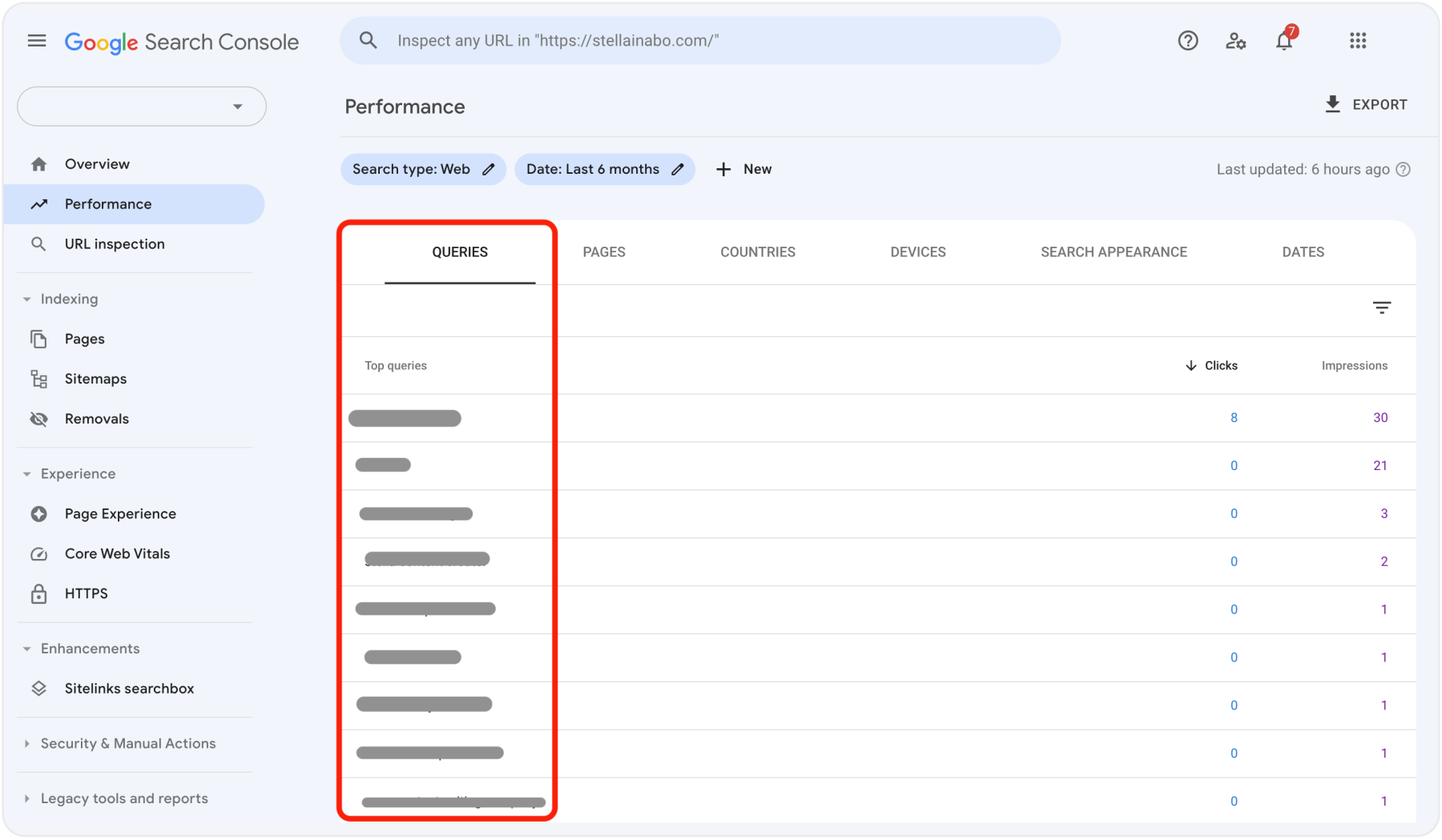 Lokal - screenshot showing 'Google Search Console Queries’ for keywords to improve local search