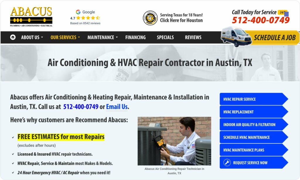 Air Conditioning Business Website In Texas