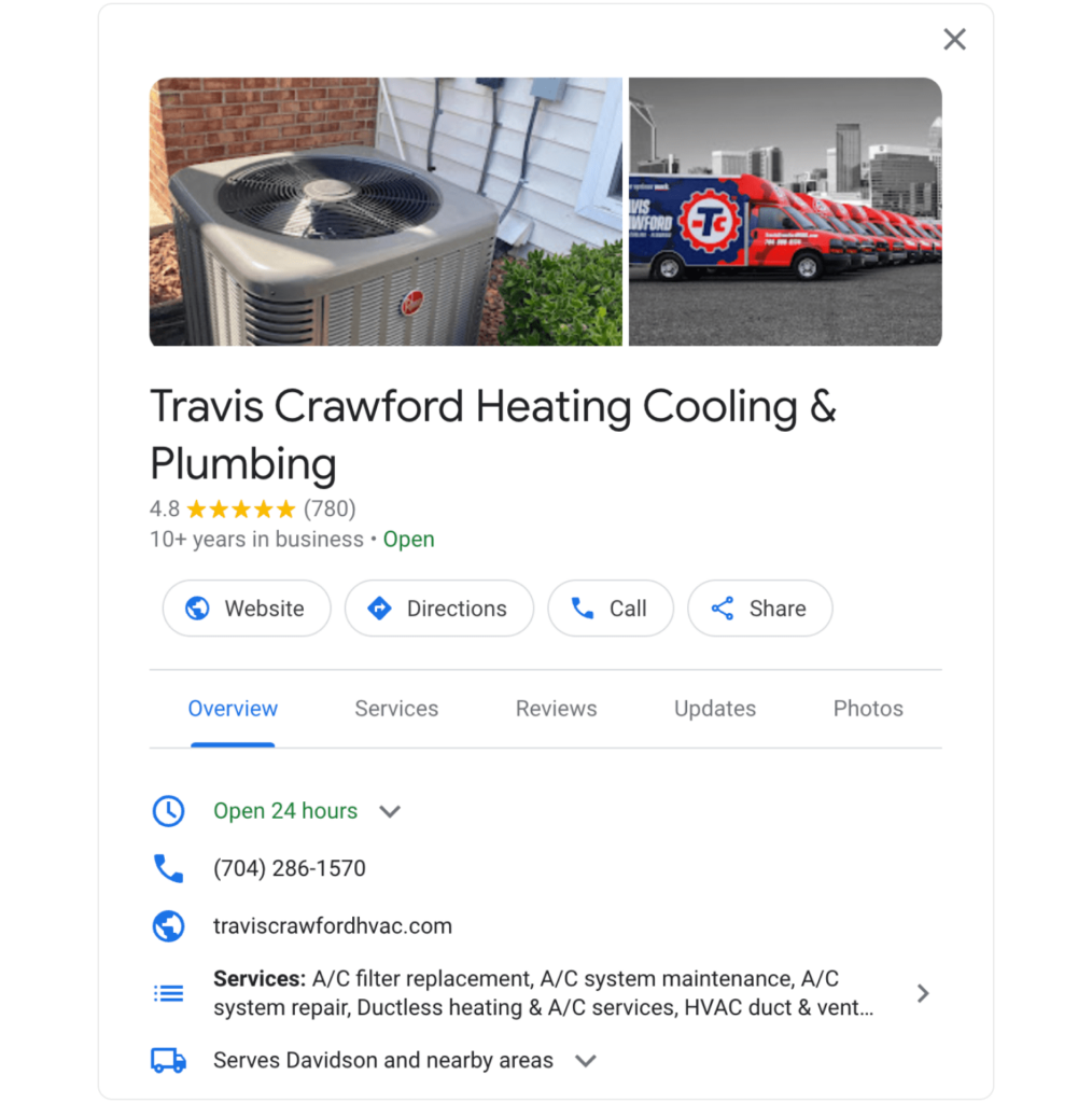 Heating Cooling Google My Business Example