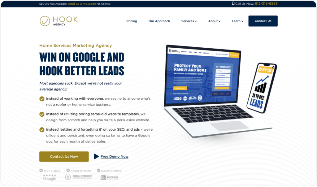 Hook Agency's website's screenshot
