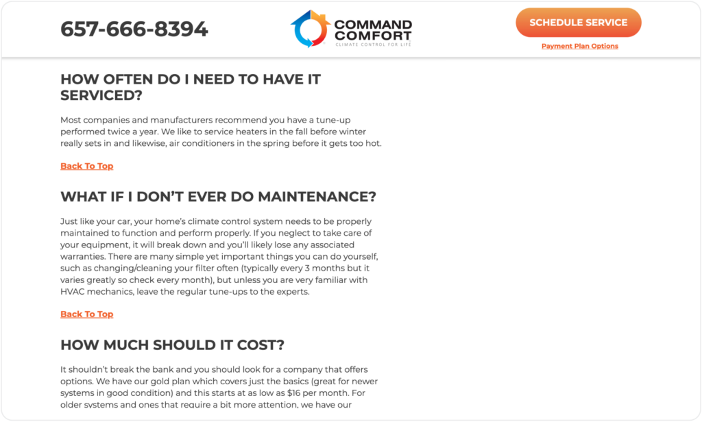 command comfort service faqs 