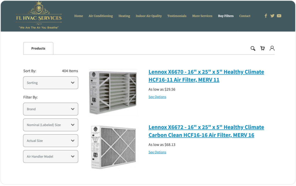 HVAC online store