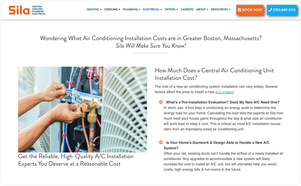 Sila Website copy optimized for local search