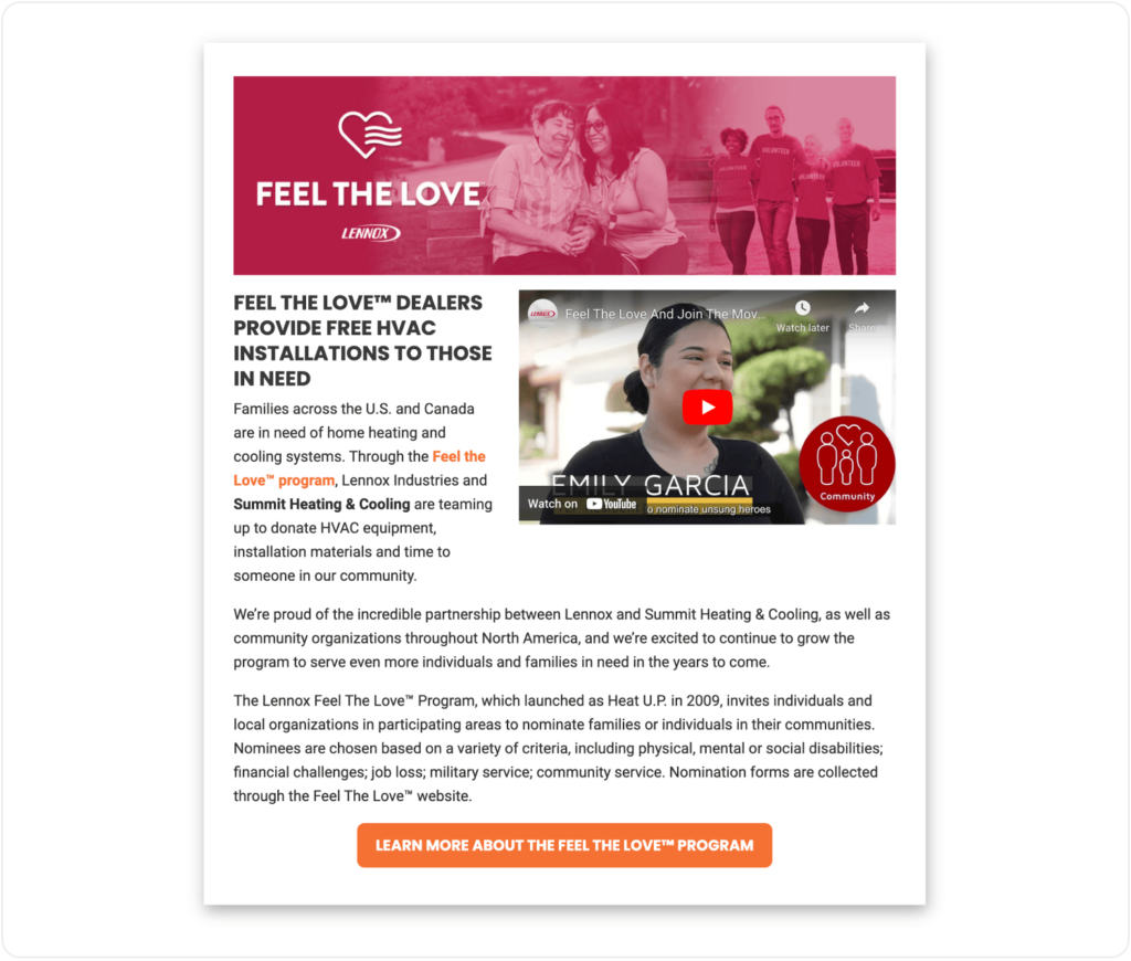 Summit feel the love program section