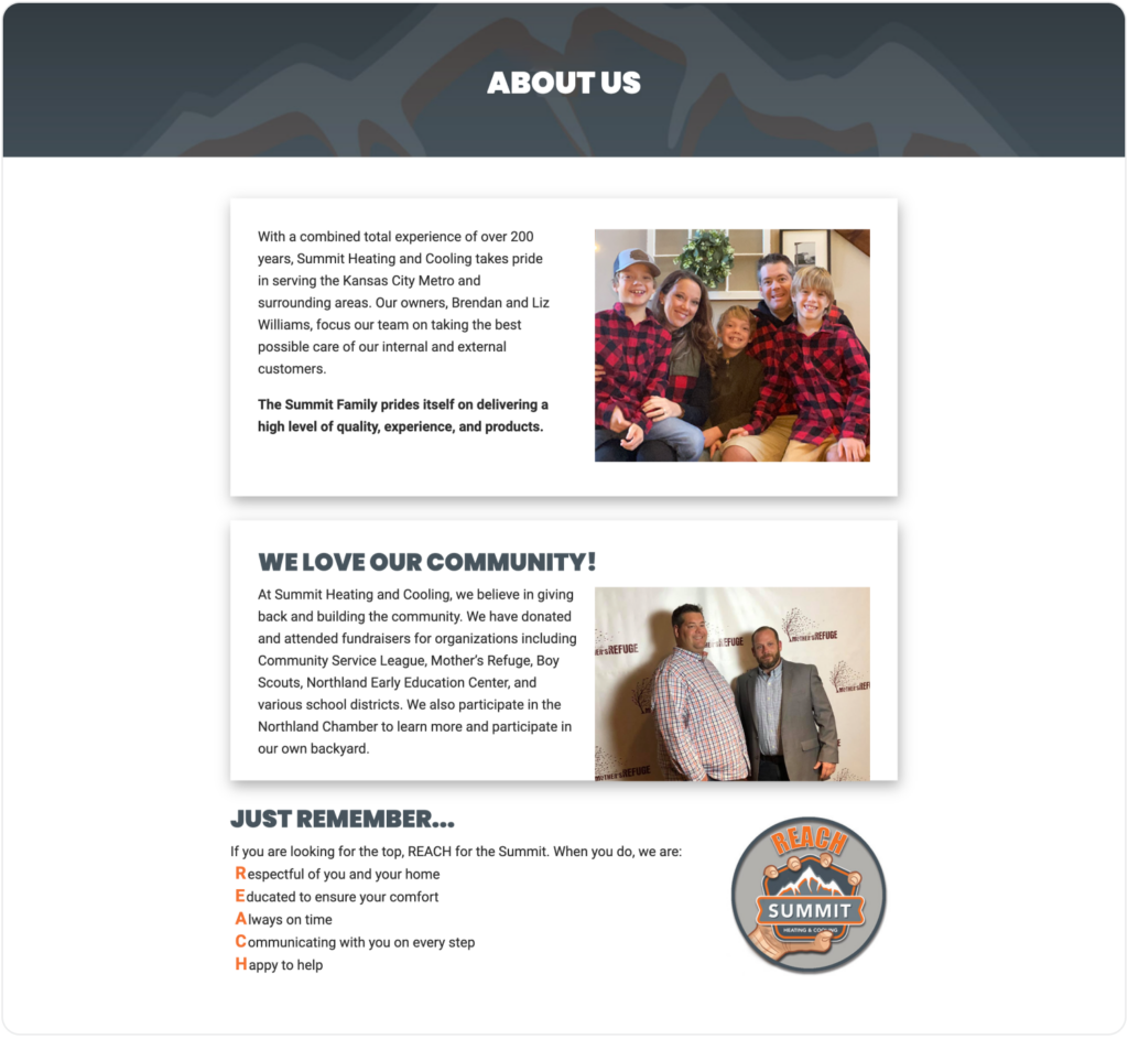 Summit Detailed About Us section