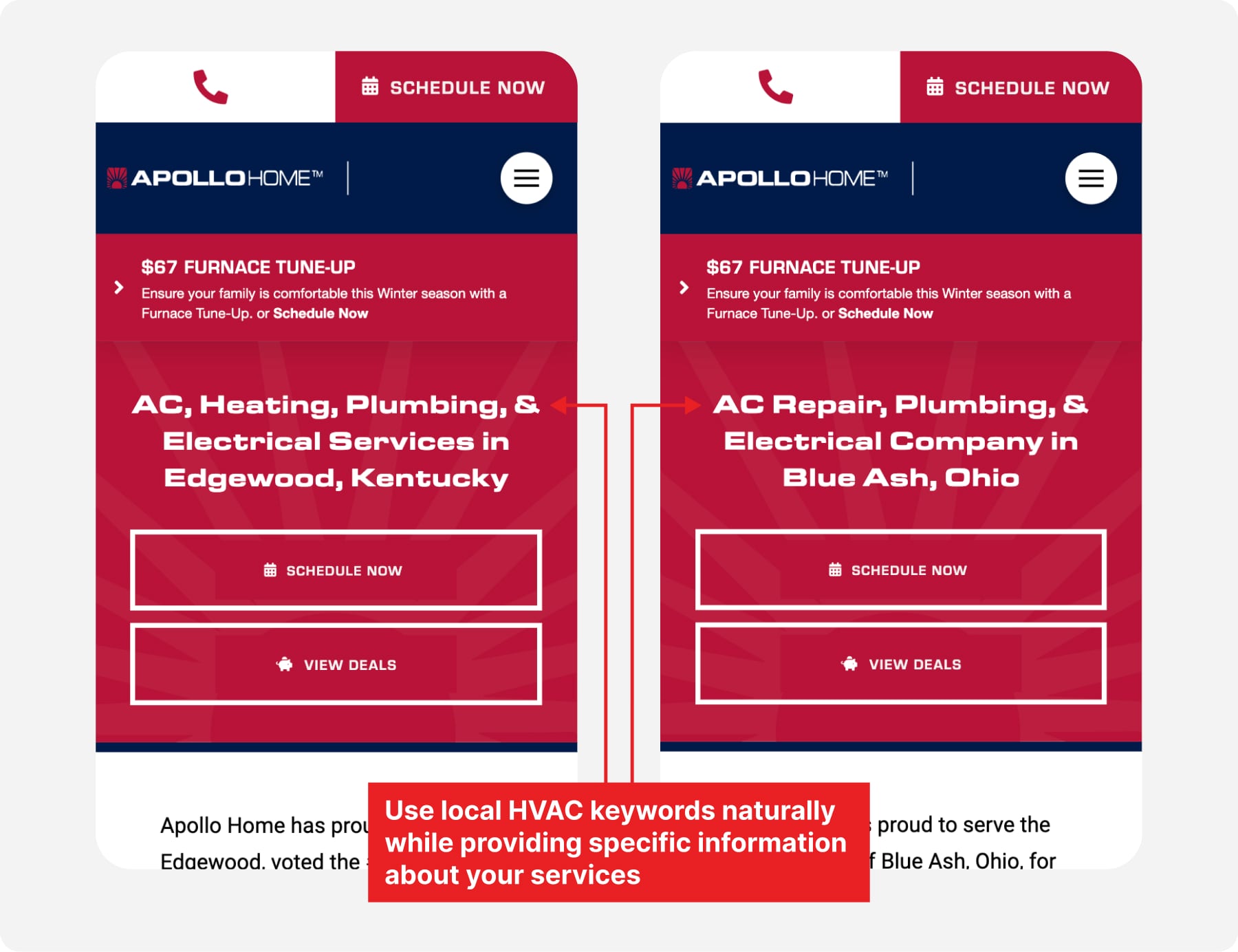 Apollo Service Pages Using Keywords