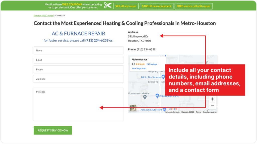 Dedicated Contact Page