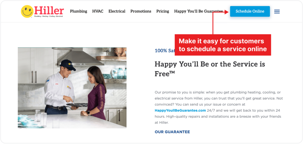 Make it Easy to Schedule Online Button