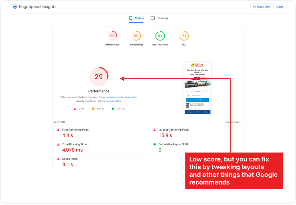 Page Speed Insights for Mobile Website