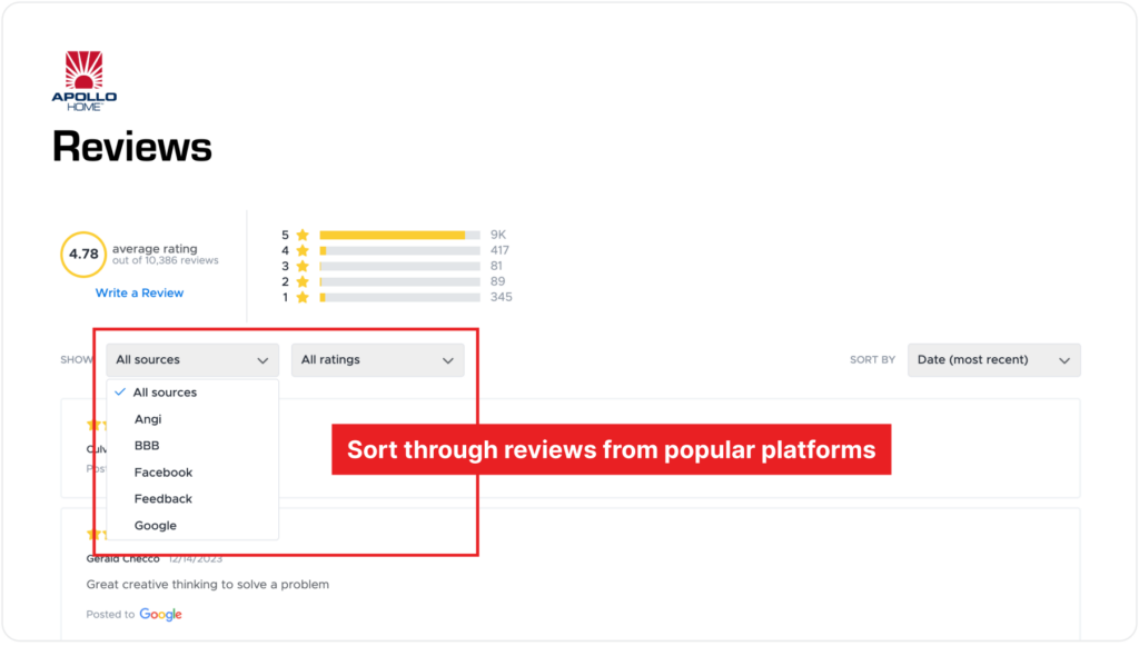 Sort Reviews