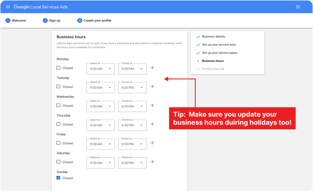 Google Local Business Hours