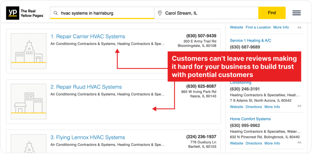 No Reviews On Yellow Pages