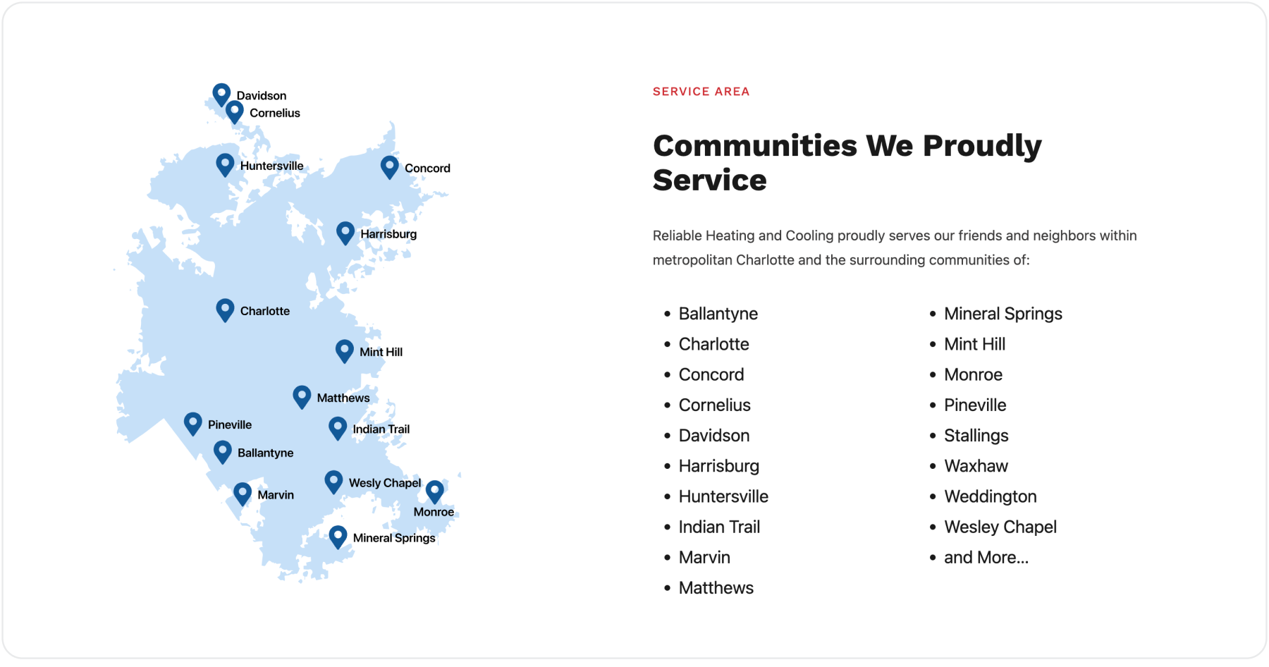 Service Area on Hvac Website