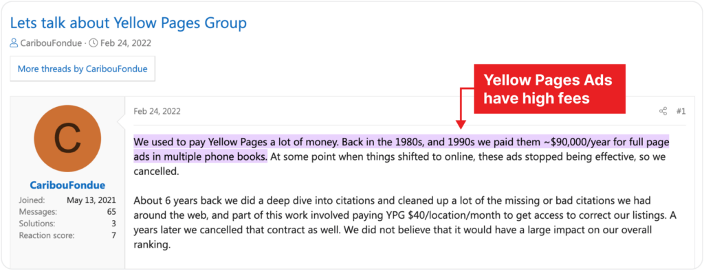 Yellow Pages Ads Have High Fees