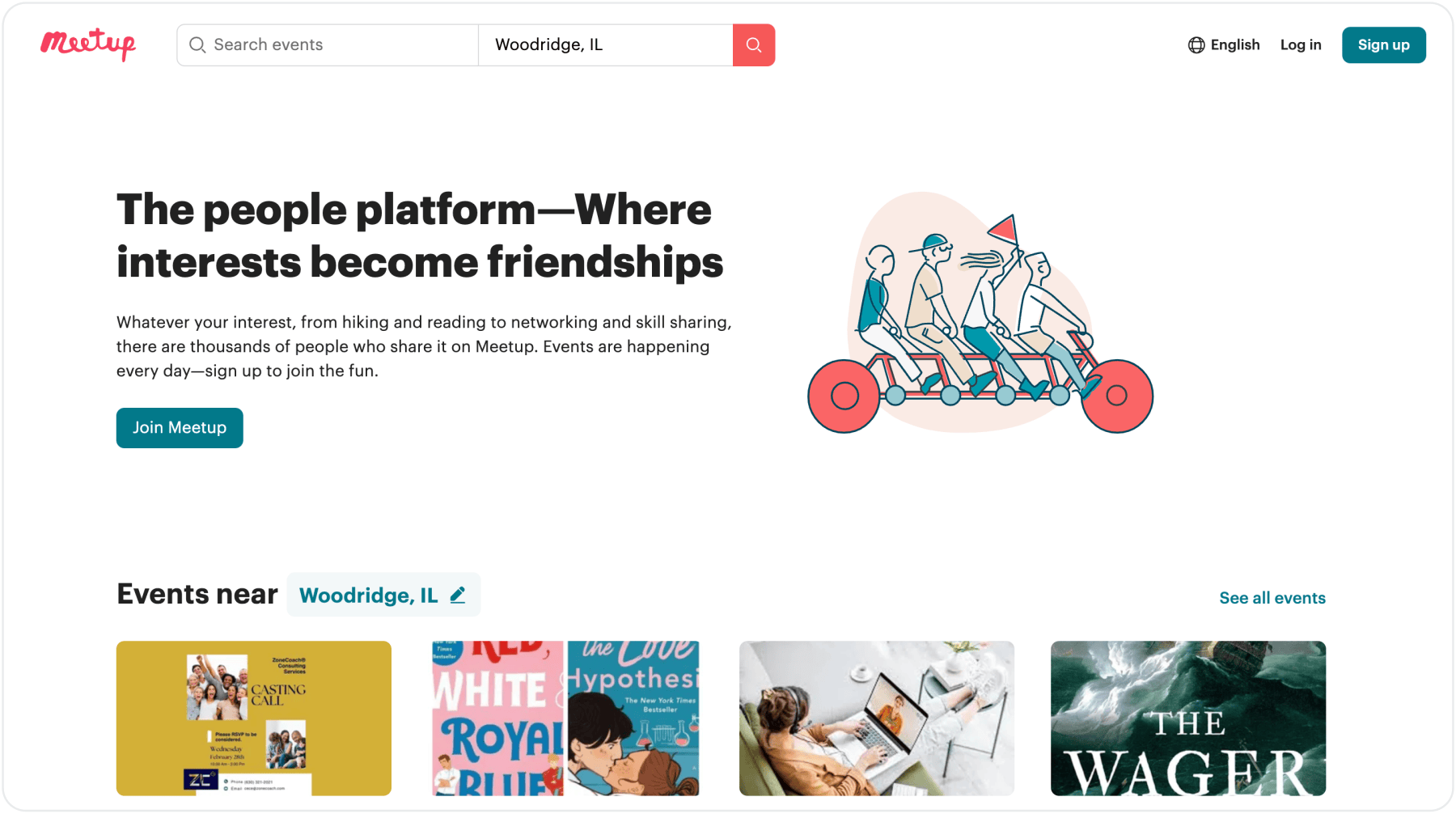 Screenshot of meetup.com where you can meet local business partners and build backlinks to rank on Gooogle Maps