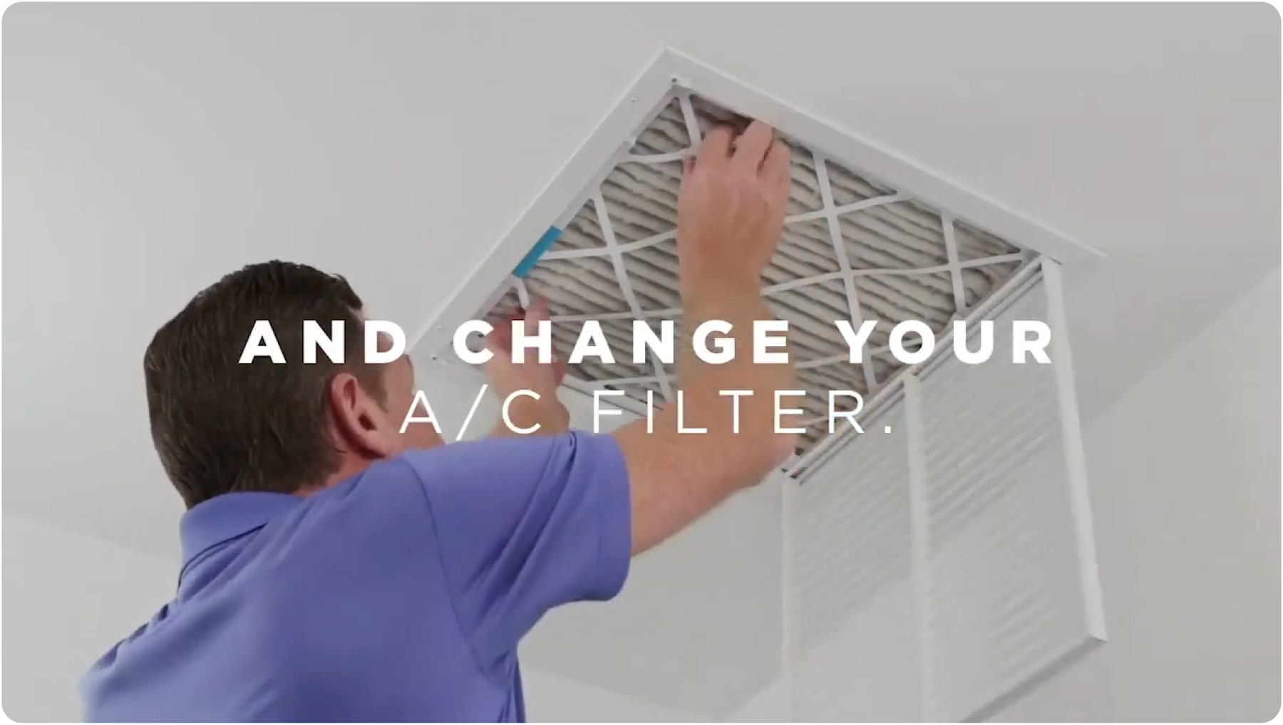 video transitions to a silent indoor scene with someone changing the air filter