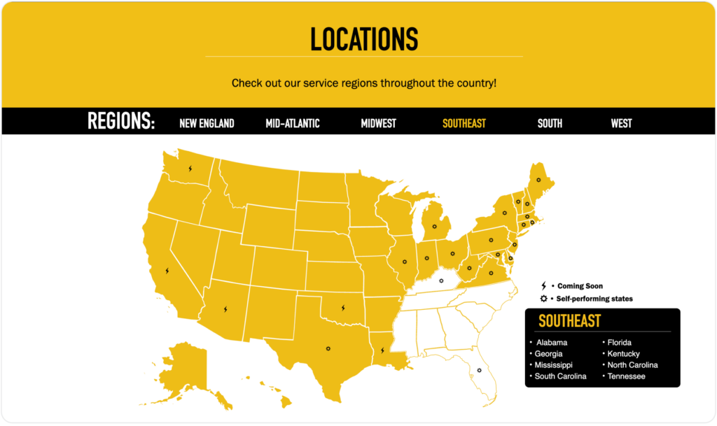 Lokal - screenshot showing search-optimized multi-location HVAC business
