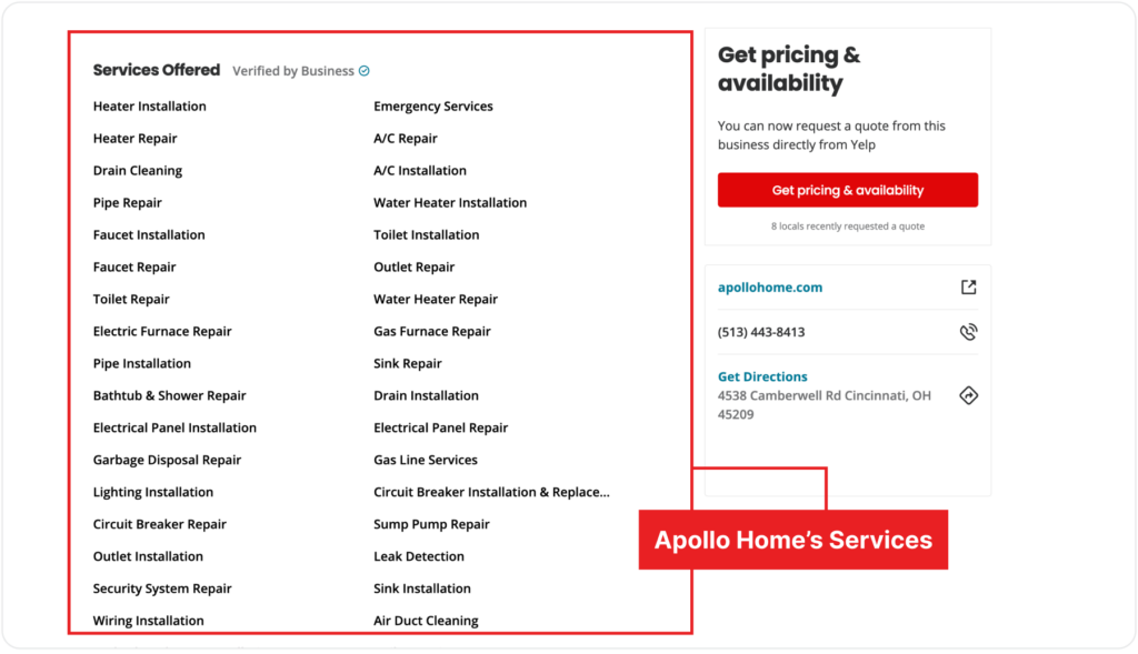 Apollo Yelp profile services