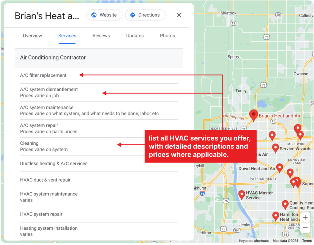 Brian Heat Air Google my business profile services