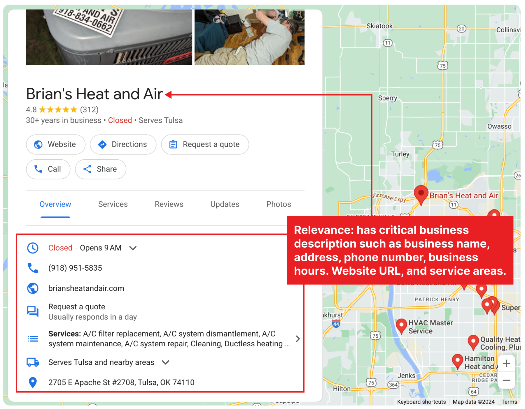 Brian Heat Air Google my business profile