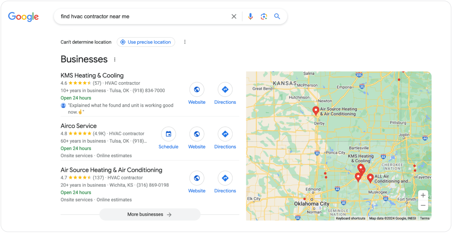 Find HVAC contractor near me Google search