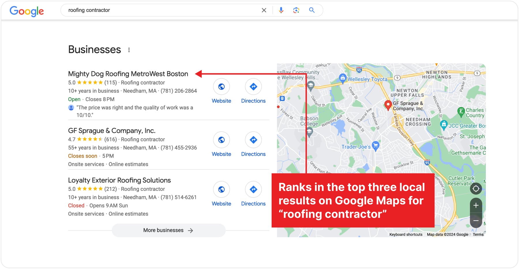 Google roofing contractor Google Business Profile