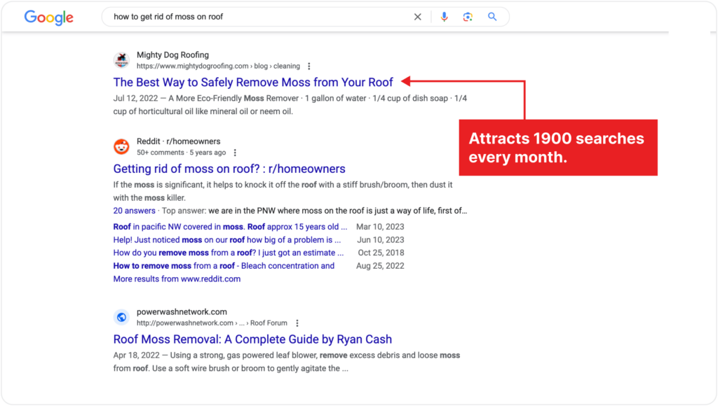 Google search how to get rid of moss