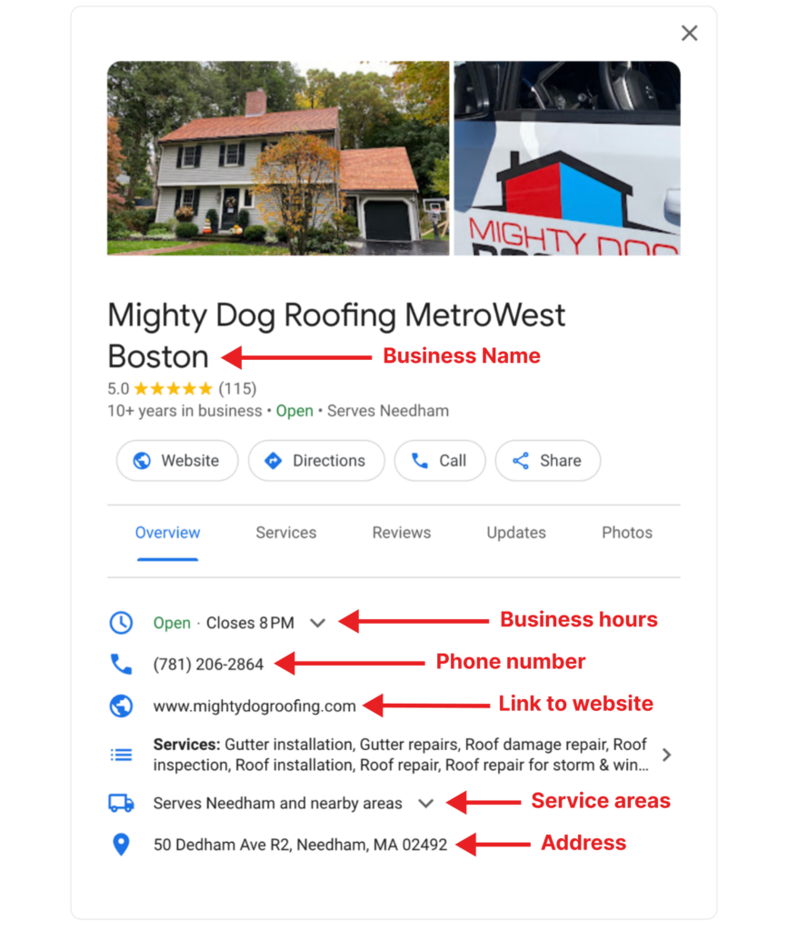 mighty dog roofing-google my business