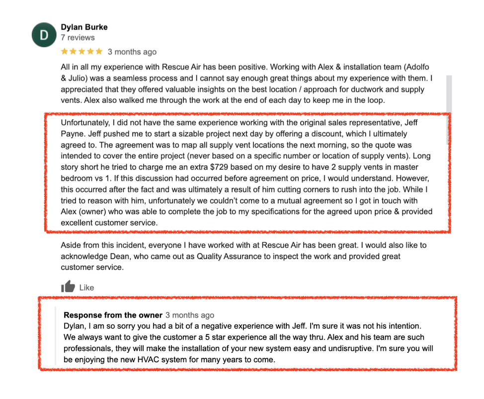 negative review