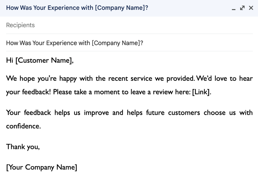 email template asking for review script