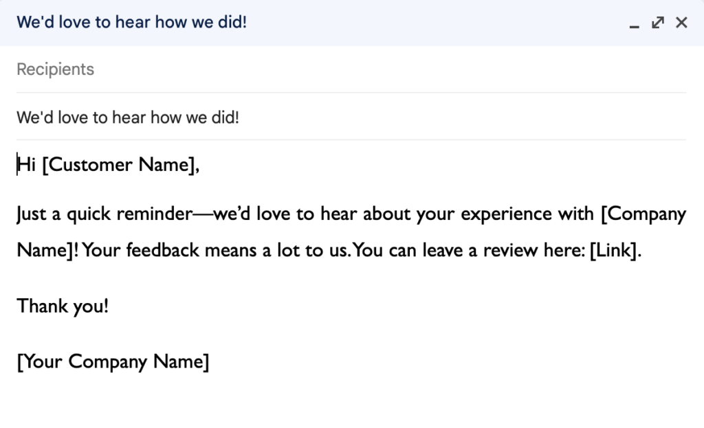 email template asking for review script