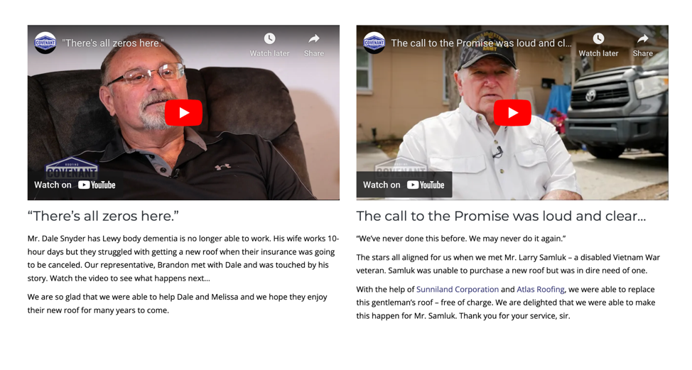 youtube video testimonials example
