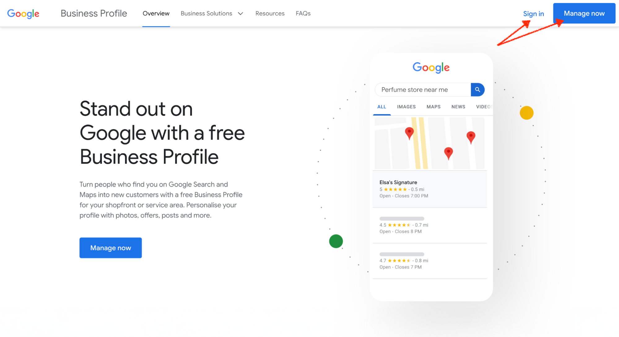 Google business profile page