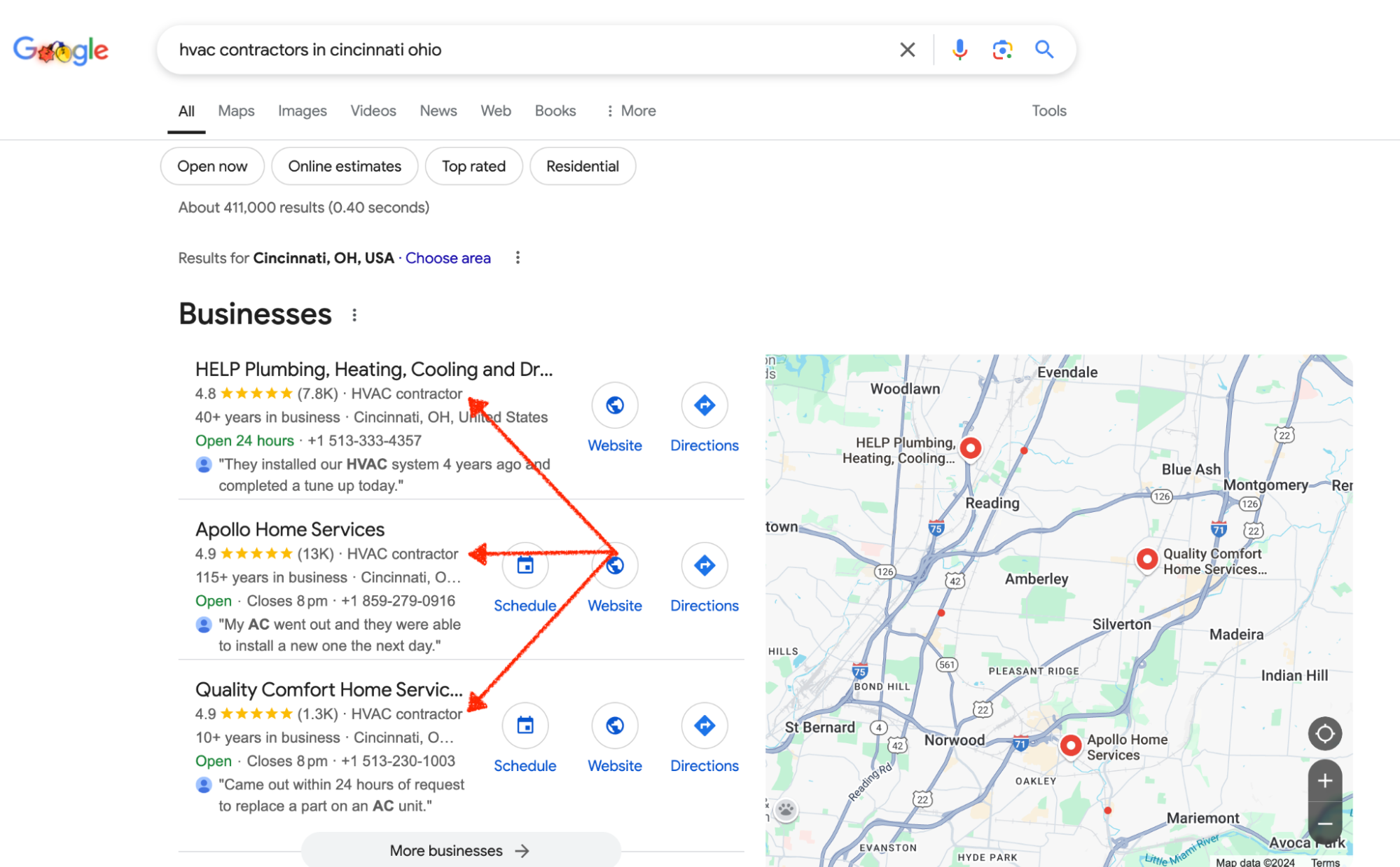 HVAC contractors Google search